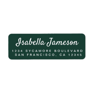 Stylish Script Dark Green Return Address