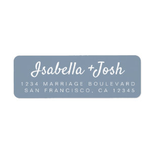 Stylish Script Dusty Blue Wedding Return Address
