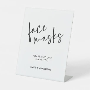 Stylish Script Face Masks Wedding Pedestal Sign