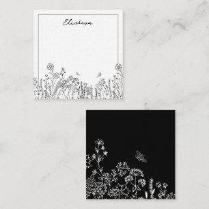 Stylish Script Floral Sketch Note Card