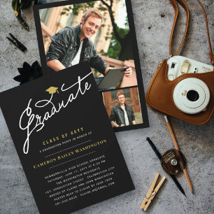Stylish Script Graduate Modern Graduation Party Invitation