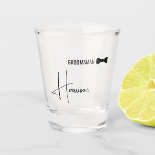 Stylish Script Groomsman Thank You Gift Shot Glass