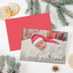 stylish script holiday birth announcement<br><div class="desc">stylish script design. The image and script of this card can be personalized.</div>