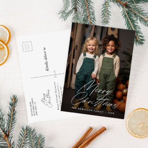 stylish script lettering christmas postcard