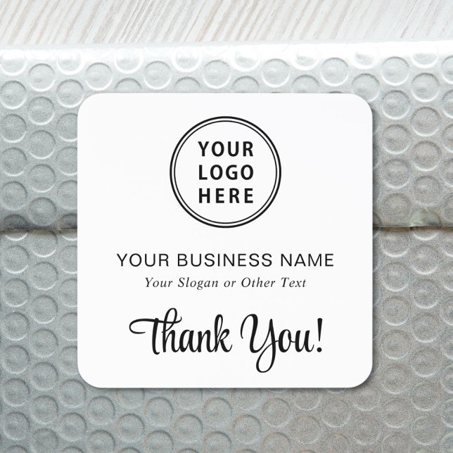 Stylish Script Logo Thank You Square Sticker (Creator Uploaded)