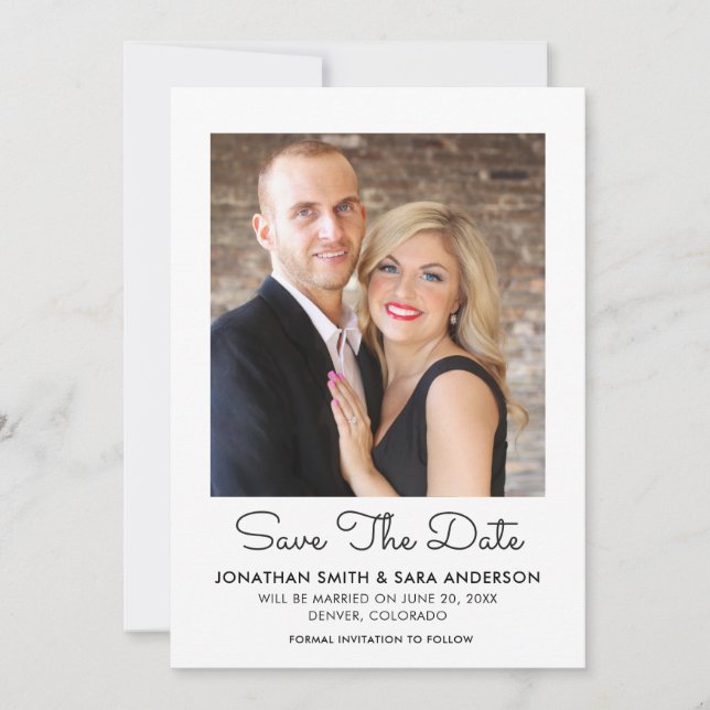 Stylish Script Minimal Save The Date Photo (Front)