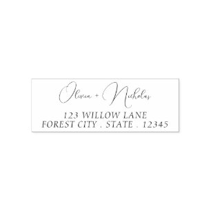Stylish Script Minimalist Name Address Self-inking Stamp