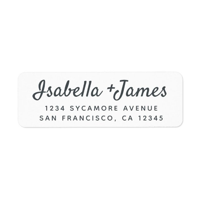 Stylish Script Modern Black White Return Address (Front)