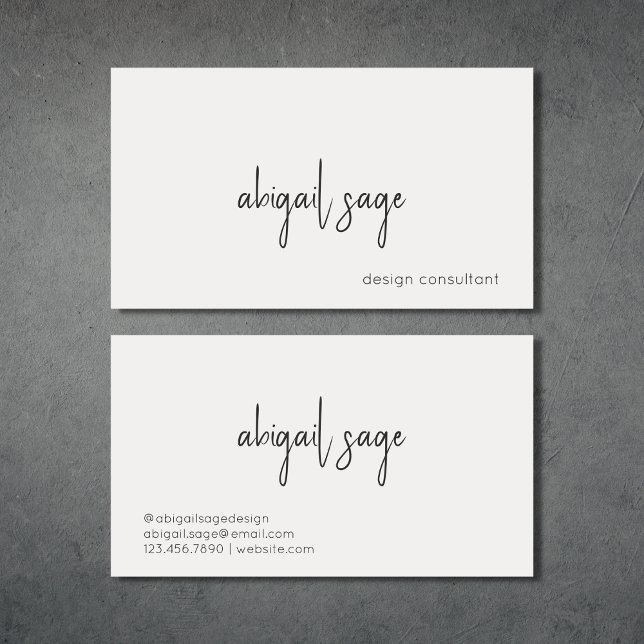 Stylish Script Modern Minimalist Dark on Light Business Card (Creator Uploaded)
