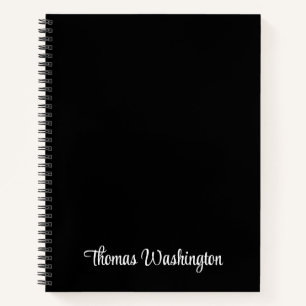 Stylish Script Monogram Black Notebook