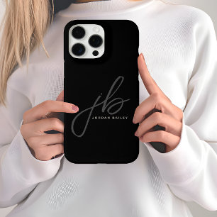 Stylish Script Monogram Initials and Name iPhone 16 Pro Max Case