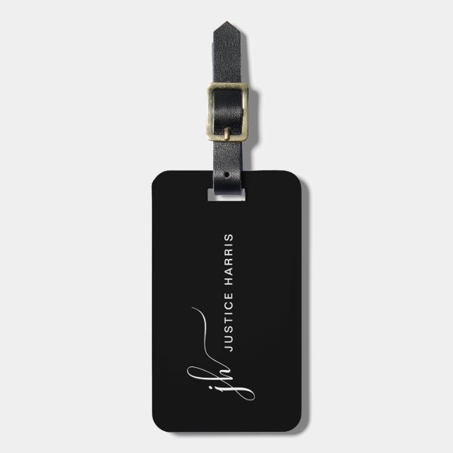 Stylish Script Monogram Modern Personalised Luggag Luggage Tag (Front Vertical)