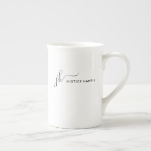 Stylish Script Monogram Modern Simple Personalised Bone China Mug