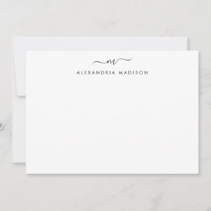 Stylish Script Monogram Modern Swash Stationery Card