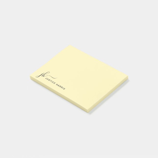 Stylish Script Monogram Personalised Stationery Post-it Notes (Angled)