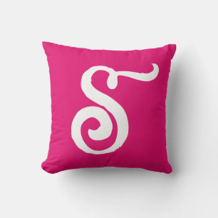 STYLISH SCRIPT MONOGRAM PINK Throw Pillow
