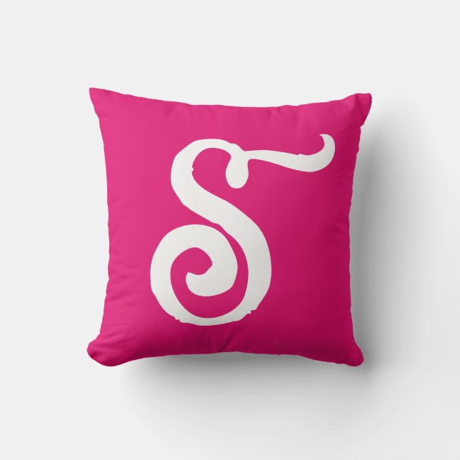 STYLISH SCRIPT MONOGRAM PINK Throw Pillow (Front)