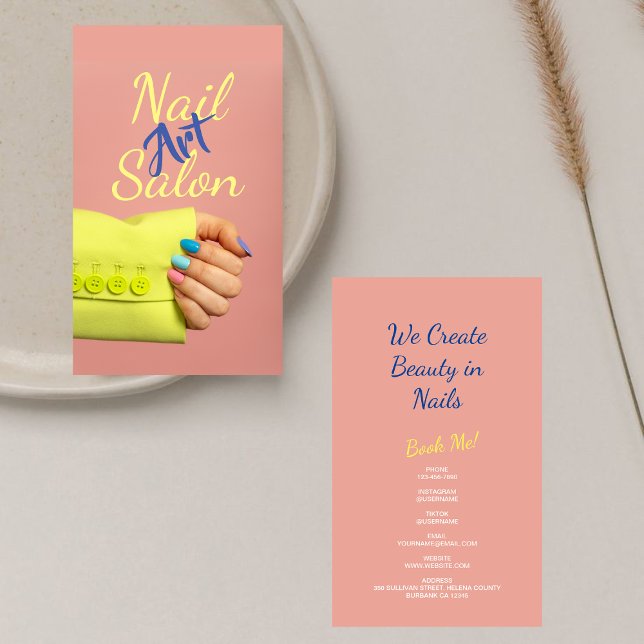 Stylish Script Nail Artist Manicurist Blush Pink Business Card (Creator Uploaded)