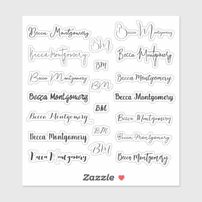 Stylish Script Name and Initials (Sheet)