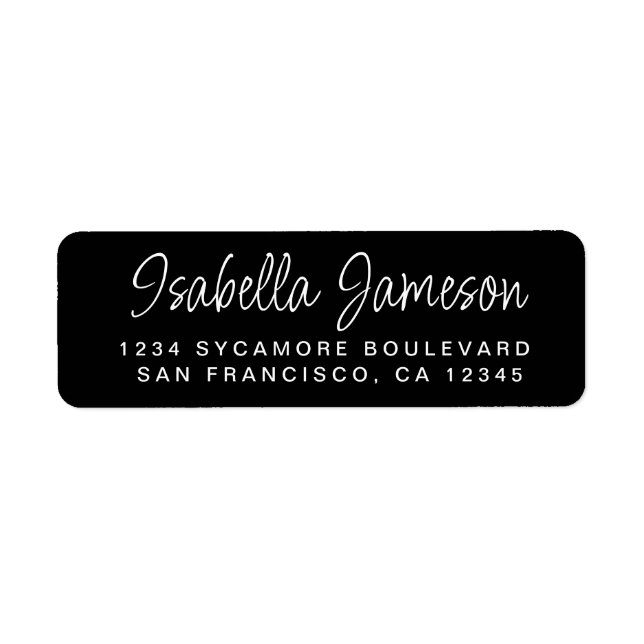 Stylish Script Name Black Return Address (Front)