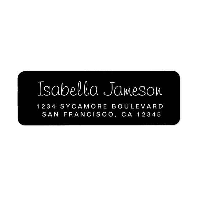 Stylish Script Name Black Return Address (Front)