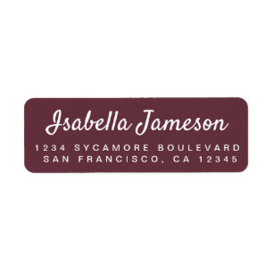 Stylish Script Name Burgundy Return Address