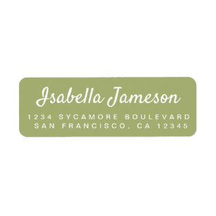 Stylish Script Name Leaf Green Return Address