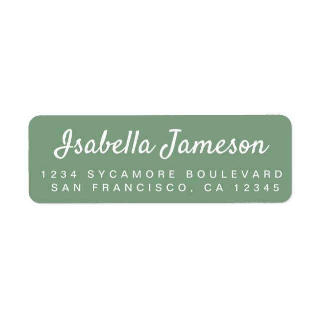 Stylish Script Name Mineral Green Return Address (Front)