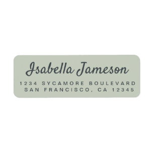 Stylish Script Name Pastel Green Return Address