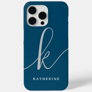 Stylish Script Navy Blue Case-Mate iPhone 15 Pro Max Case