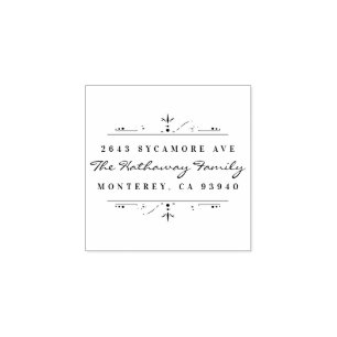 Stylish Script & Ornament Family Return Address Rubber Stamp