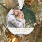 Stylish Script Our First Christmas Gold Couple