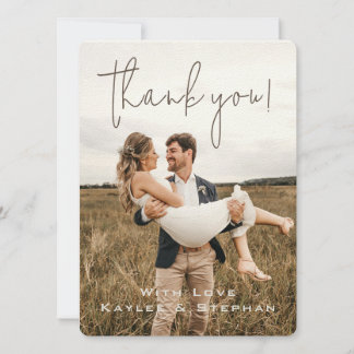 Stylish Script Personalised Photo Thank You Card