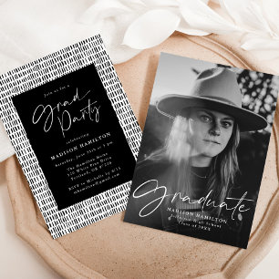 Stylish Script Photo Graduation Party Invitation