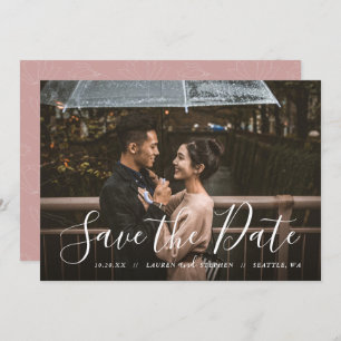 Stylish Script Photo Overlay Save the Date Invitat Invitation