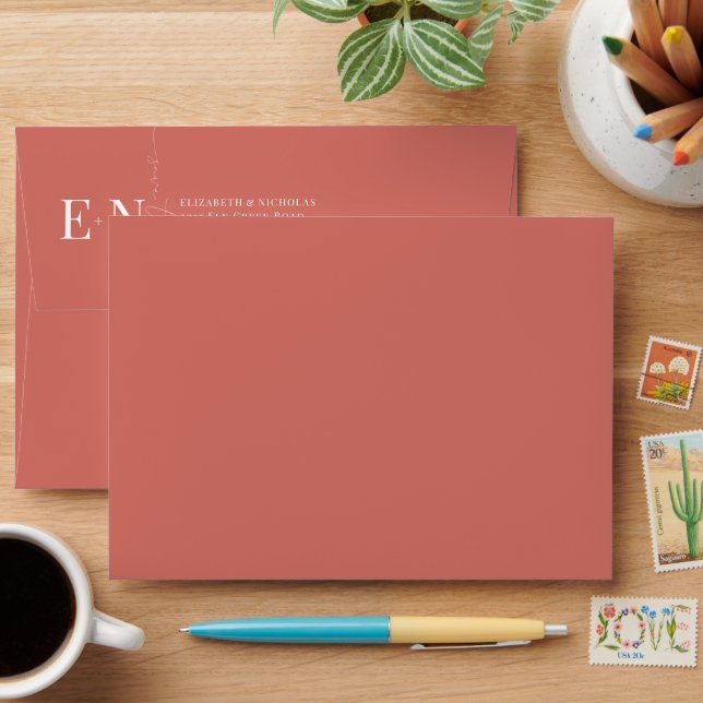 Stylish Script | Pre-Addressed Photo Lined Envelope (Desk)