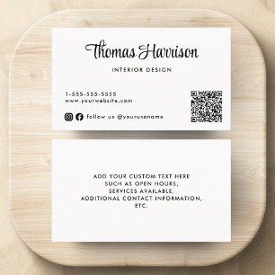 Stylish Script QR Code Business Card