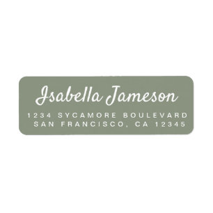 Stylish Script Sage Green Return Address