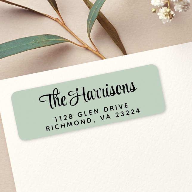 Stylish Script Sage Green Return Address (Creator Uploaded)