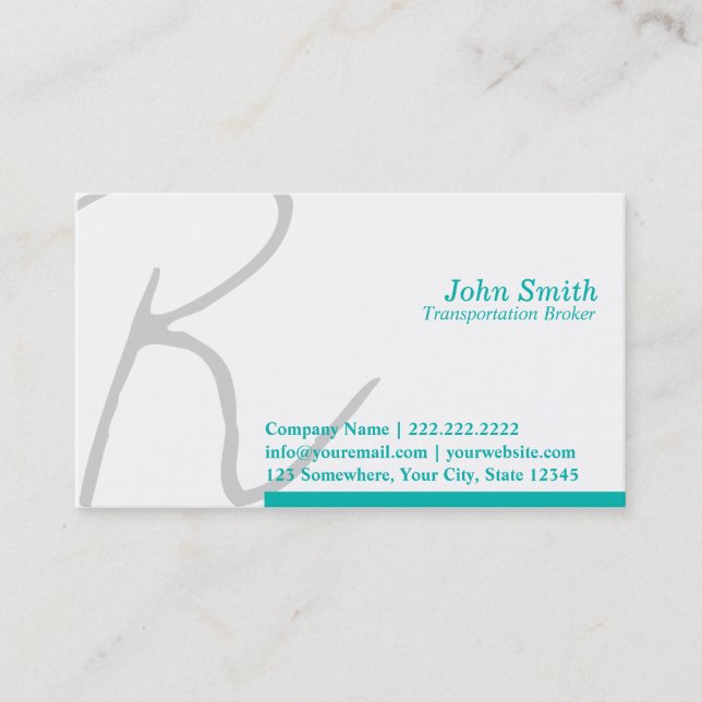 Stylish Script Transportation Broker Business Card (Front)