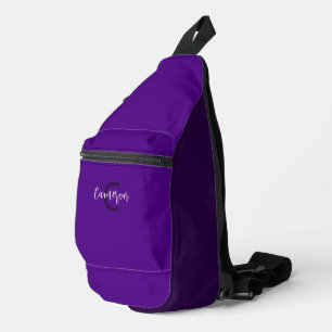 Stylish Script Type Initials & Name Indigo Purple Sling Bag