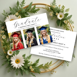 Stylish Script Typography 3 Photos Timeline Invitation