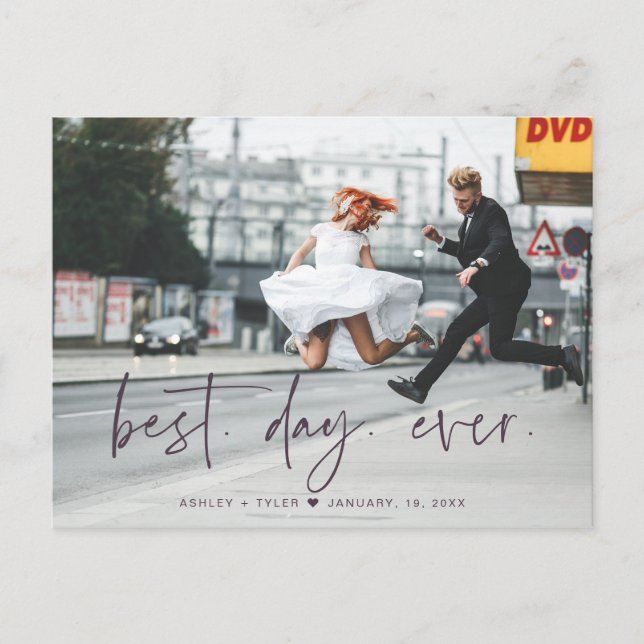 Stylish Script | Wedding Photo Thank You Postcard (Front)