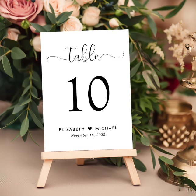 Stylish Script Wedding Reception Table Number (Creator Uploaded)