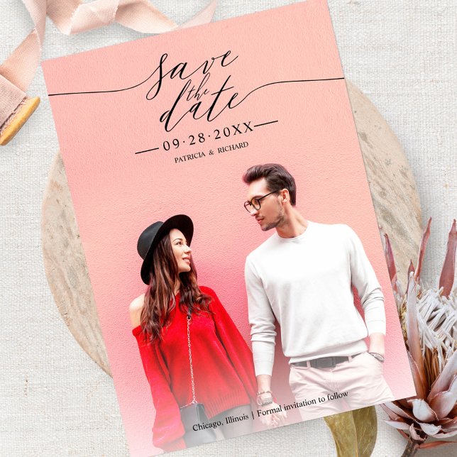 Stylish Script Wedding Save The Date Photo Invitation (Creator Uploaded)