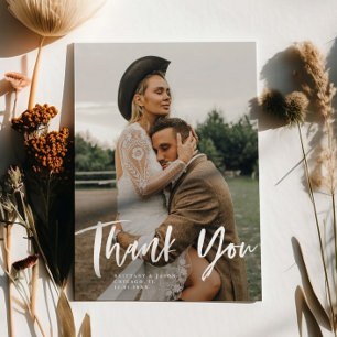 Stylish Script Wedding  Thank You Card