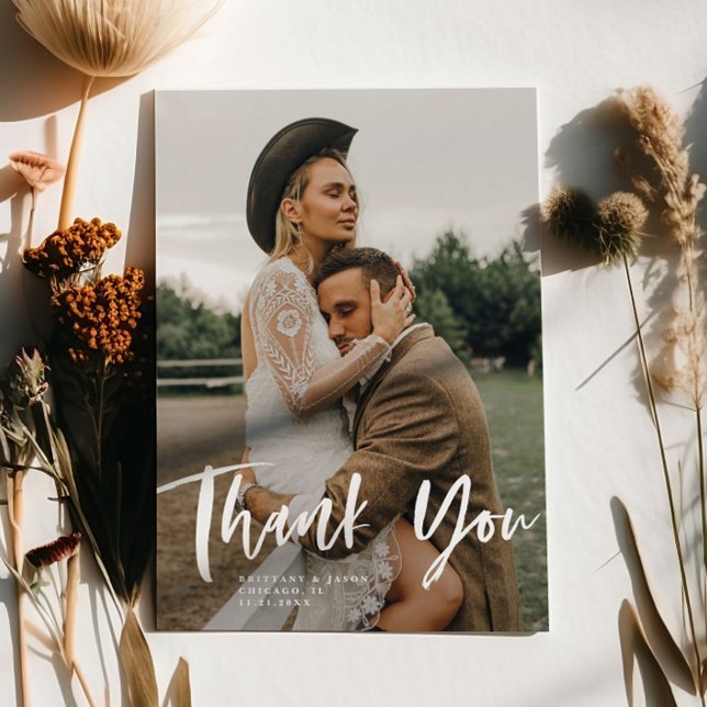 Stylish Script Wedding  Thank You Card (Creator Uploaded)