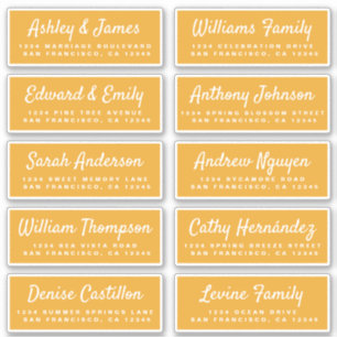 Stylish Script Yellow Wedding Guest Address Labels