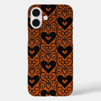 Stylish Scroll and Black Hearts on Copper