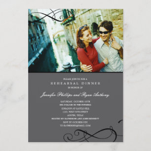 Stylish Scrolls Rehearsal Dinner or Wedding Shower Invitation